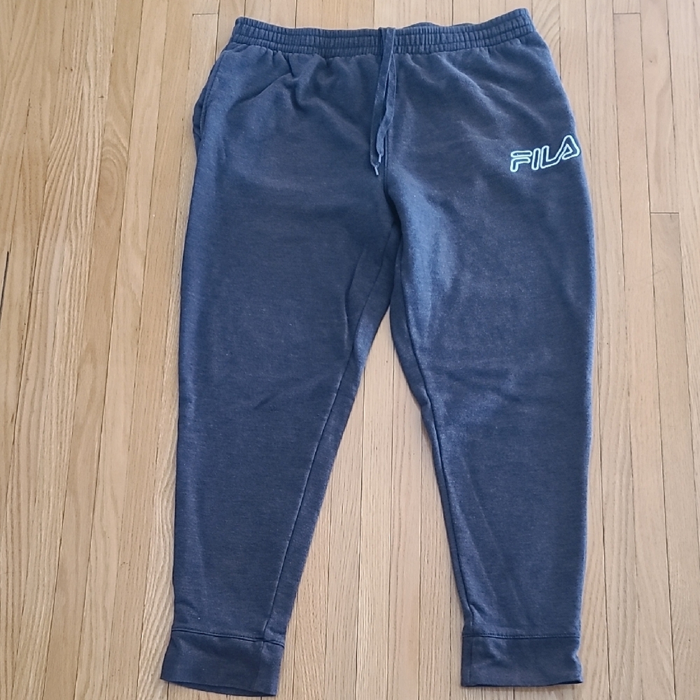 2 for $35 -Men's Large Fila Gray Joggers with Elastic Waistband and Fitted Cuffs